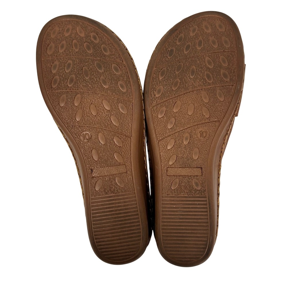 Comfort Trendz Sandals Womens 10 Brown Wedge Slide Laser Cut Perforated Casual - Picture 8 of 10